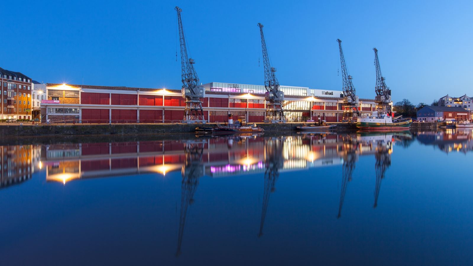 A view of M Shed museum in Bristol from across the Harbour